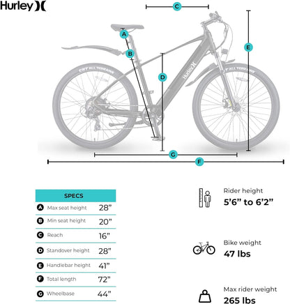 Electric Bikes Tailslide Mountain Bike E-Bike (Black, Medium / 17 Fits 5`6″-6`2″)