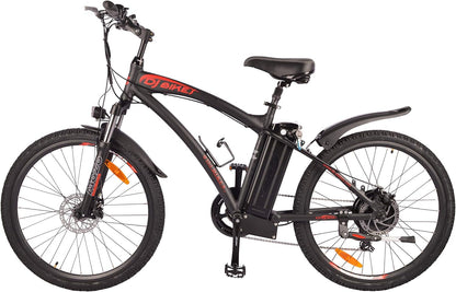 DJ Mountain Bike 750W 48V 13Ah Power Electric Bicycle, Matte Black, LED Bike Light, Fork Suspension and Shimano Gear