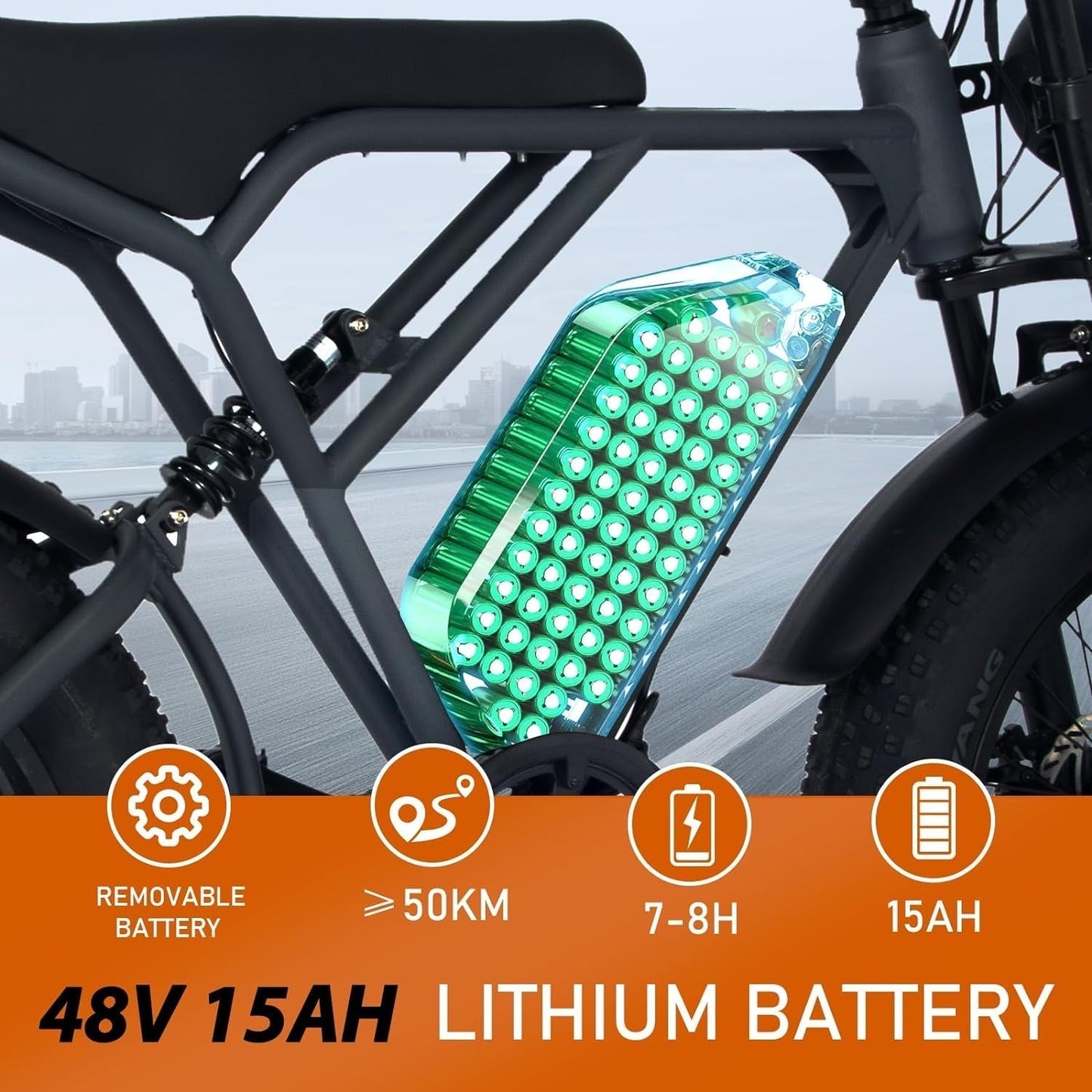 E Bike Electric Bicycle for Adults 20 Inch 4.0 Fat Tire Ebikes, 48V 18AH/48V 15AH Mountain E-MTB Bicycle, 7 Gears for Commuting, up to 55-80Km
