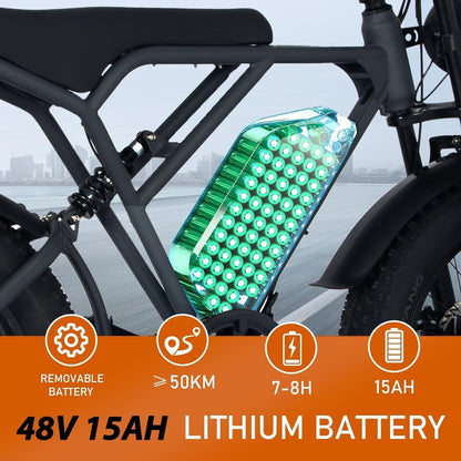 E Bike Electric Bicycle for Adults 20 Inch 4.0 Fat Tire Ebikes, 48V 18AH/48V 15AH Mountain E-MTB Bicycle, 7 Gears for Commuting, up to 55-80Km