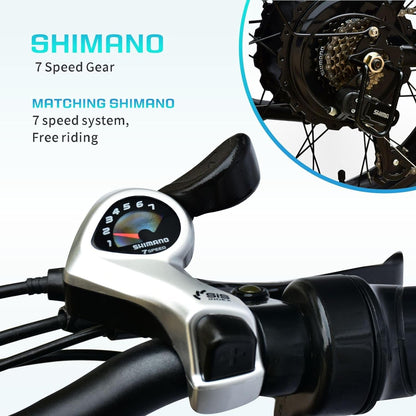Electric Bike for Adults 20" Ebike 750W Motor Samsung 48V 30Ah Removable Battery Fat Tire Electric Bike Mountain Beach Snow Bike 30MPH…