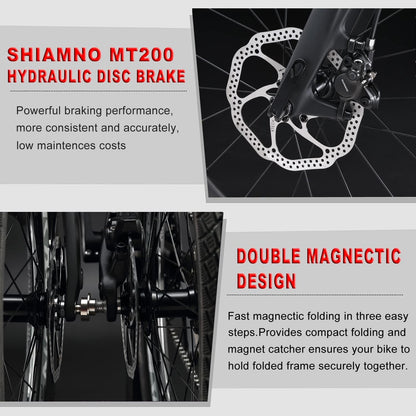 New Upgrade Folding Bike, 20 Inch Carbon Fiber Frame with Carbon Wheelset 9 Speed Mini City Bike Foldable Bicycle for Women Adults Men Ultra-Light