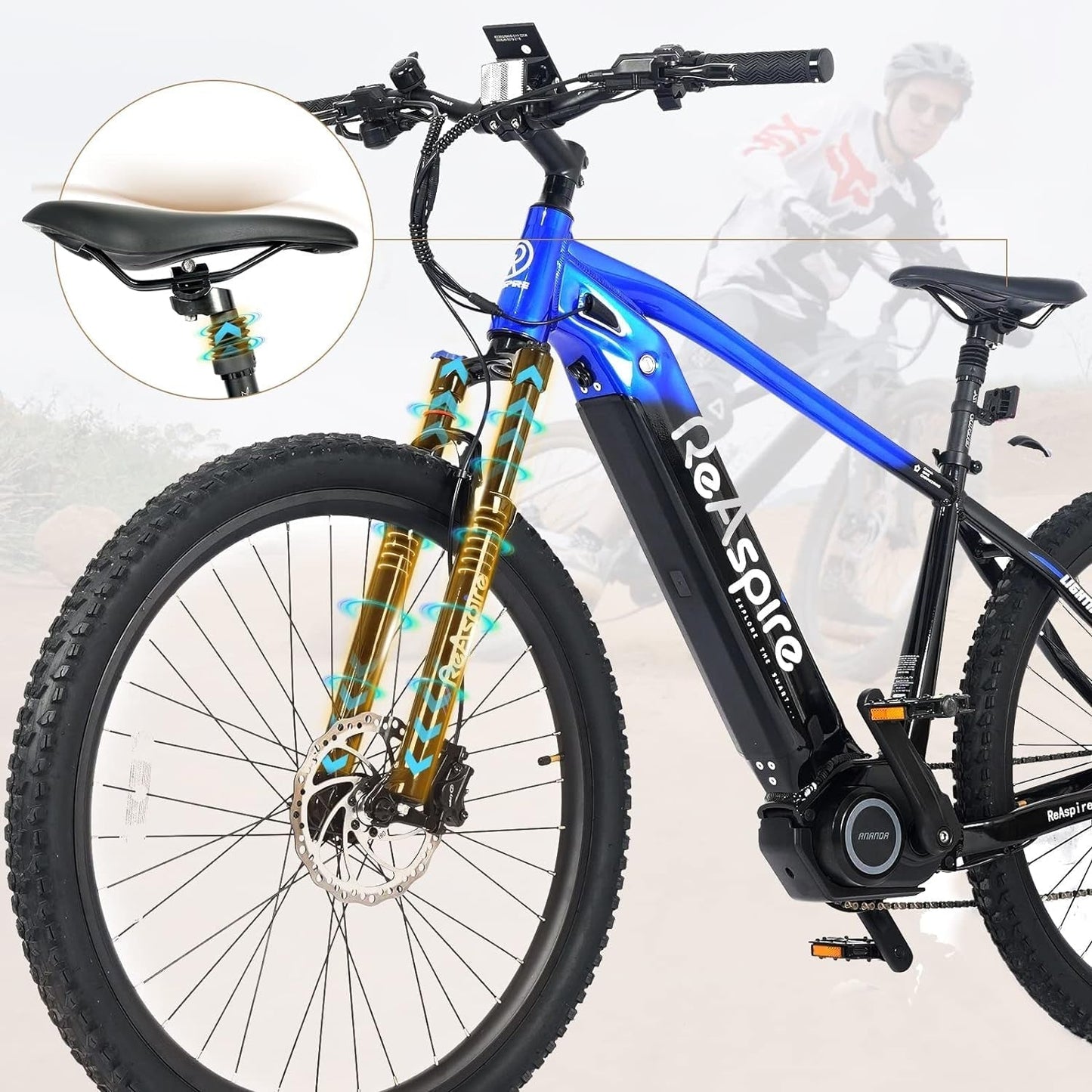 Electric Bikes for Adults, 500W Mid-Drive Motor with 32 MPH up to 50 Miles, 48V/15Ah Samsung Battery E Bikes with 4.0 LED Display, 27.5'' X 2.8'' Tire