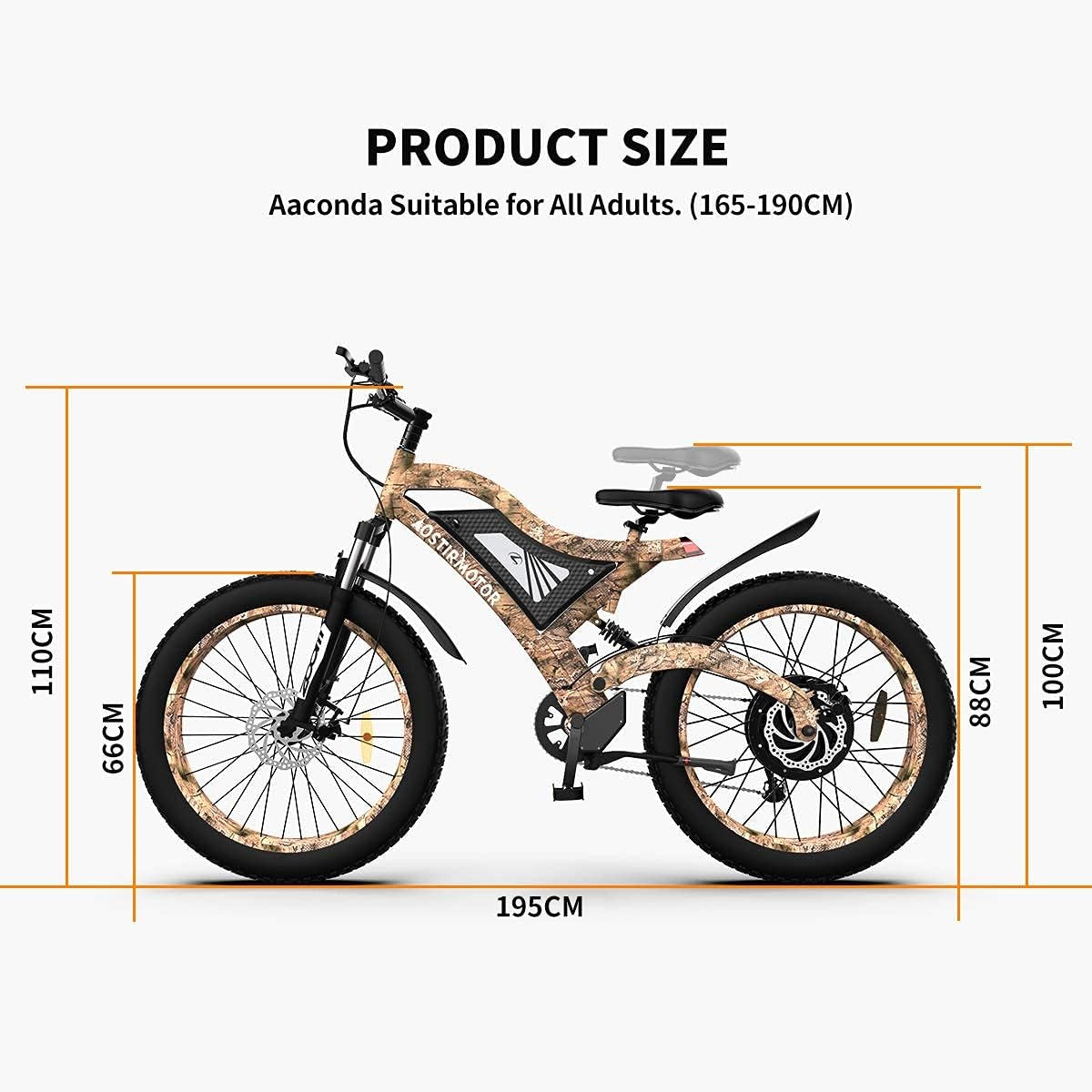 Fat Tire Electric Bike 1500W Electric Mountain Bike 48V 15AH Removable Lithium Battery 26 ''4 Inch Electric Bike for Adults Powerful Ebike for Cycling
