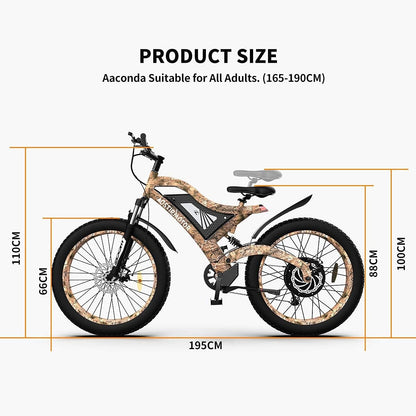 Fat Tire Electric Bike 1500W Electric Mountain Bike 48V 15AH Removable Lithium Battery 26 ''4 Inch Electric Bike for Adults Powerful Ebike for Cycling