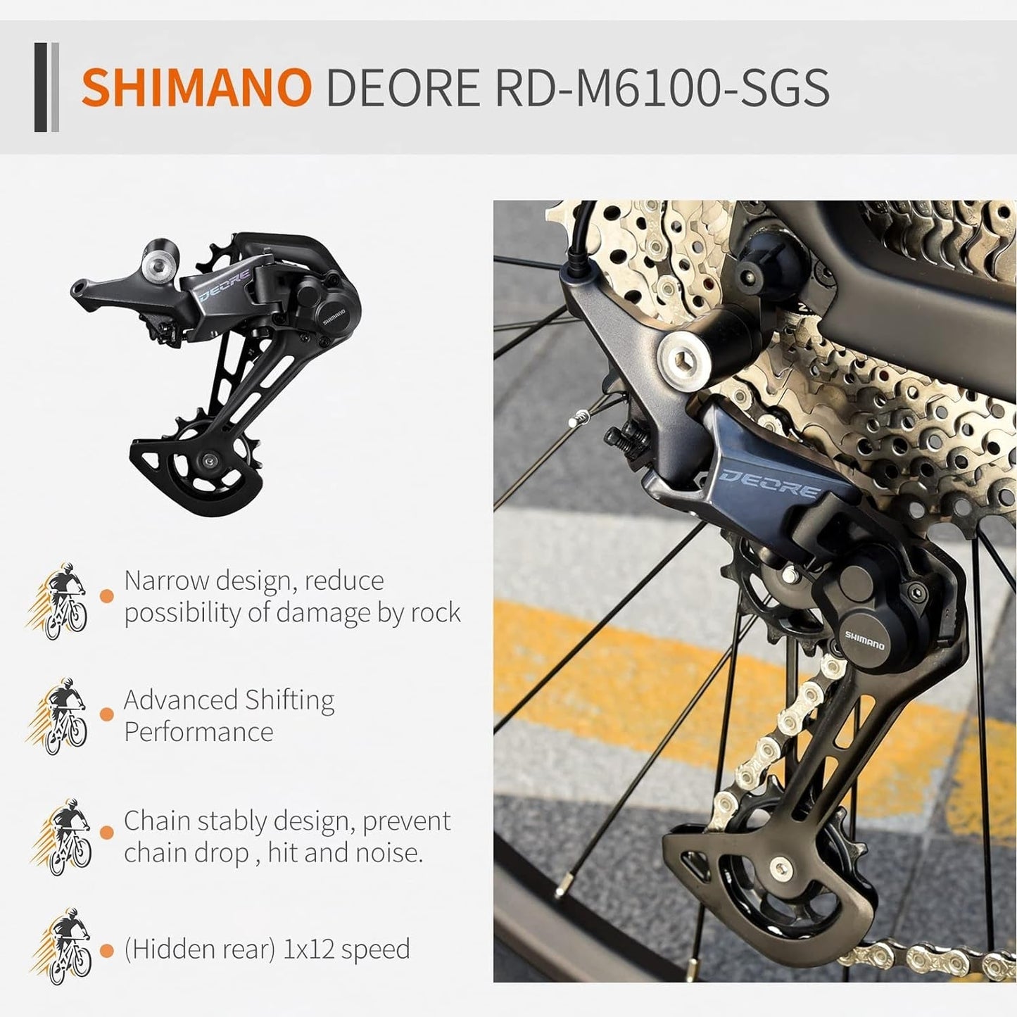 Carbon Fiber Mountain Bike, Deck 6.1 Carbon Frame 27.5/29 Inch Wheels Mountain Bicycle, 12 Speeds Hydraulic Disc Brake MTB Bicycle with Shimano DEORE