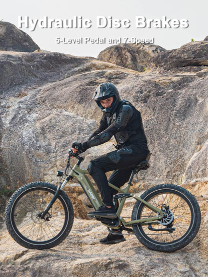 Electric Bike, 750W Electric Bike for Adults, 48V 16AH/25AH Removable Battery, 26" Fat Tire Ebike, 28MPH Electric Mountain Bike, Full Suspension