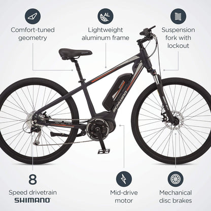 Voyageur Electric Bike, Mid-Drive, Large Step-Through Frame, Dark Blue