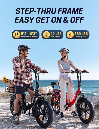 TESWAY 90 Miles 30AH Battery Folding Electric Bike,【2024 New Upgrades】 750W/1125W Motor 32MPH Long Range E-Bike,20"X4.0" Fat Tire & Step-Thru Ebike
