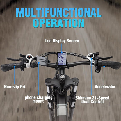 Folding Electric Bike for Adults, 1500W/1000W Brushless Motor Ebike with 14/20AH Removable Battery, Fat Tire Mountain Ebike with Disc Brake, Shimano 7