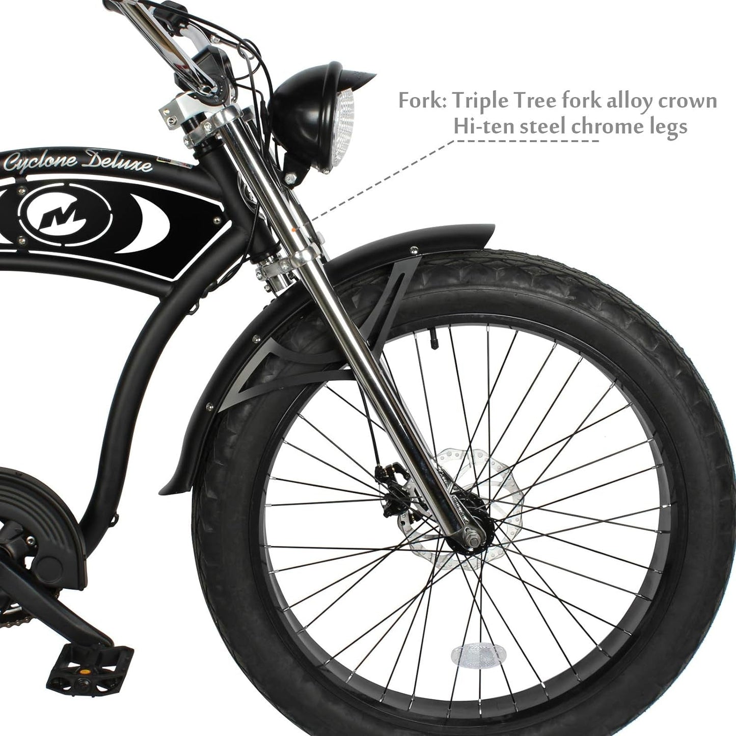 Cyclone Electric Cruiser Beach Bike Front Rear DISC Braking 26X4.0 Fat TIRE Bicycle