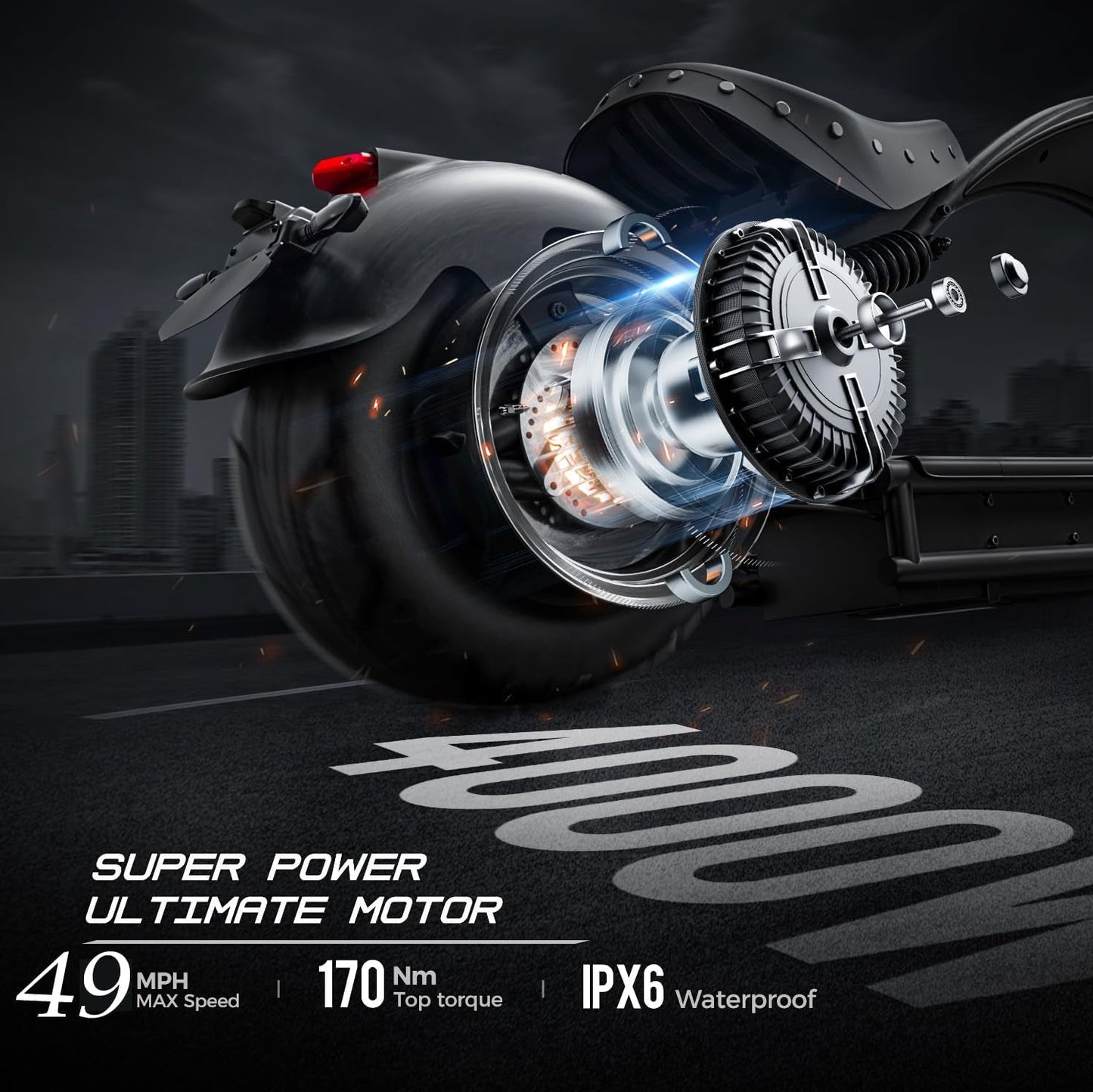 M1P Pro 4000W 49Mph Electric Motorcycle, 60V 42Ah Battery, 55 Miles Range, Dual Suspension Stylish, Commuting Solution Electric Motorcycle for Adults