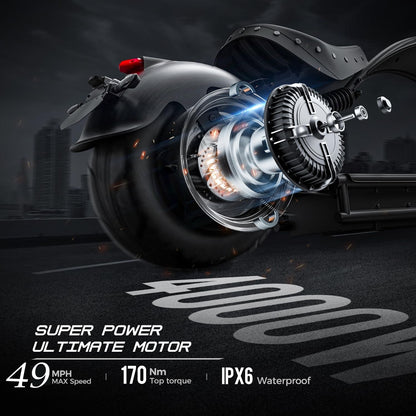 M1P Pro 4000W 49Mph Electric Motorcycle, 60V 42Ah Battery, 55 Miles Range, Dual Suspension Stylish, Commuting Solution Electric Motorcycle for Adults