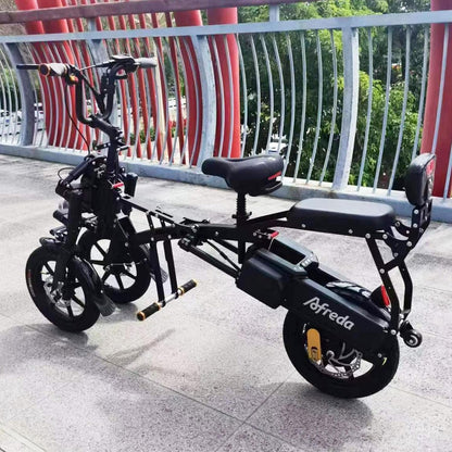 3 Wheel Folding Electric Bicycle Scooter 14" 500W Afreda Official S6 Electric Tricycle Bike 15.6Ah 25MPH Off- Road Balance E Trike with 2 Seats 50KM