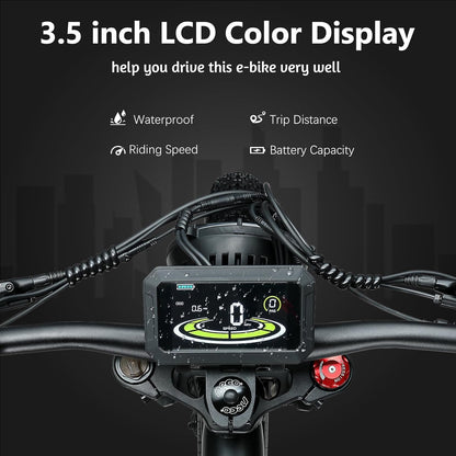 MEELOD Electric Bike Mountain Dirt Bike with 1200W Motor 48V 25Ah Samsung Lithium Battery Matches 26''X4.0'' Large Size Fat Tire Top Speed 35 Mph