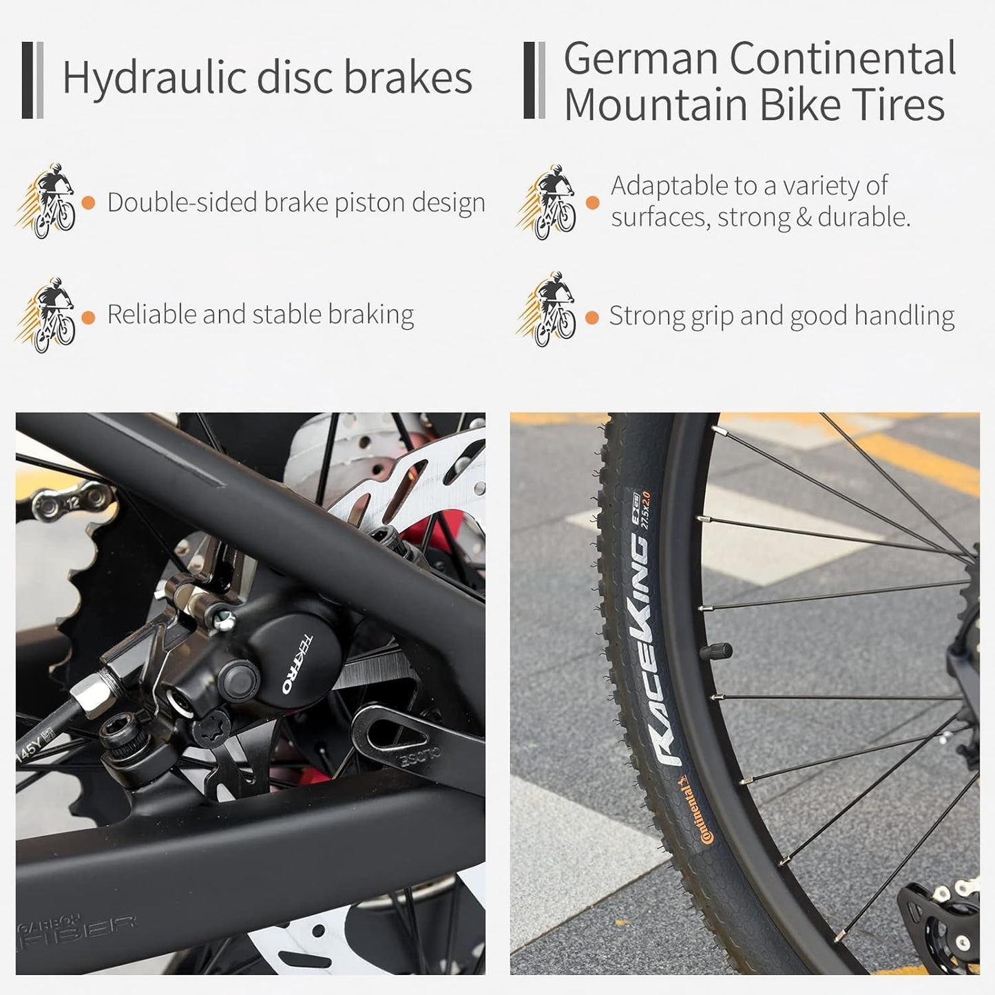 Carbon Fiber Mountain Bike, Deck 6.1 Carbon Frame 27.5/29 Inch Wheels Mountain Bicycle, 12 Speeds Hydraulic Disc Brake MTB Bicycle with Shimano DEORE