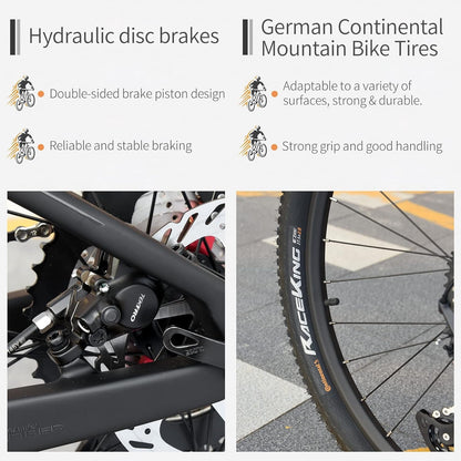 Carbon Fiber Mountain Bike, Deck 6.1 Carbon Frame 27.5/29 Inch Wheels Mountain Bicycle, 12 Speeds Hydraulic Disc Brake MTB Bicycle with Shimano DEORE