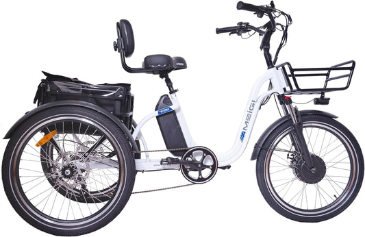 Step Thru Electric Tricycle for Adult, 750W Motor 48V 16AH Battery 65 MI Range, Full Suspension E Trikes with Turn Signal, Reverse Gear