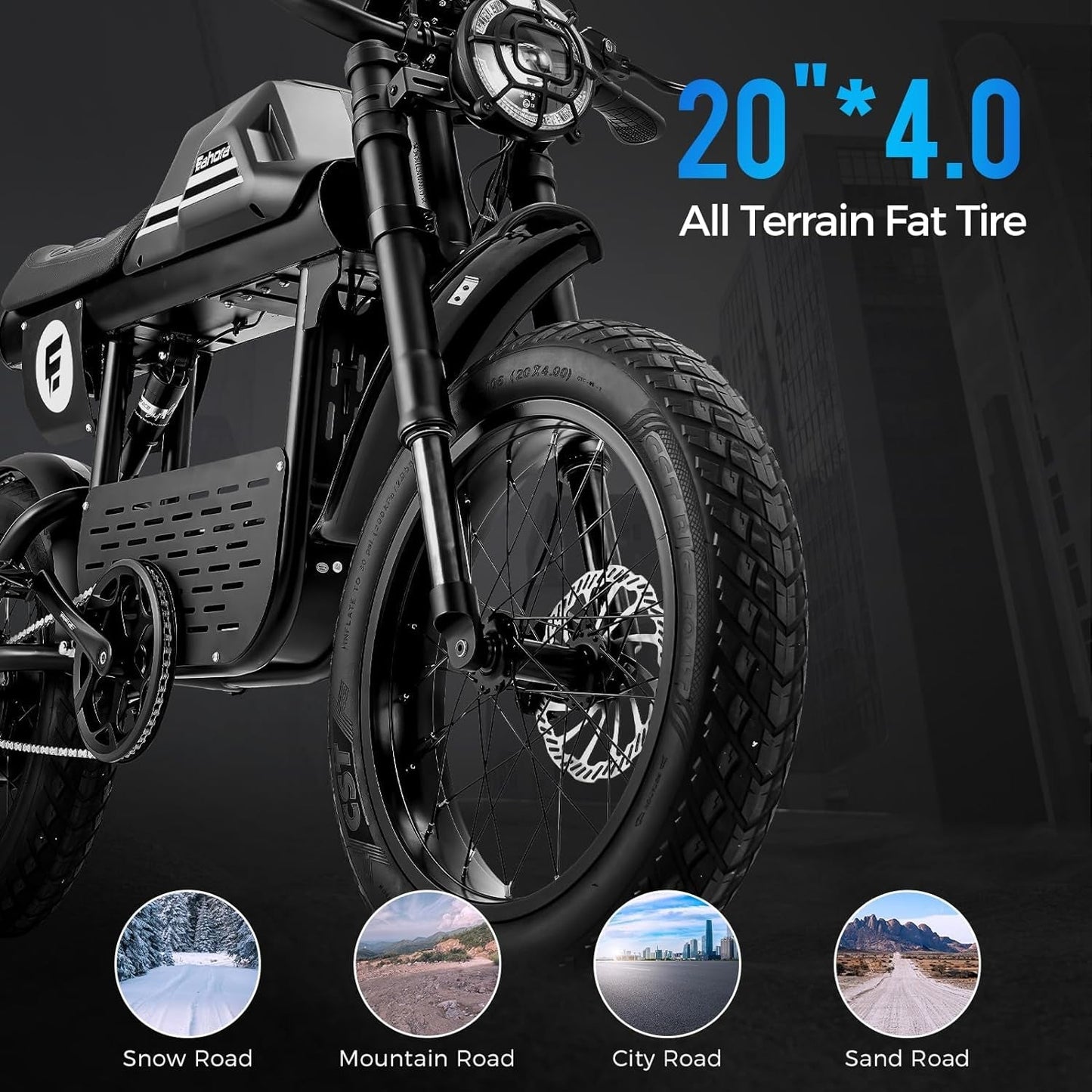 Electric Bike for Adults 1000W 30MPH, 48V 20Ah Removable Battery,20" Fat Tire Electric Dirt Bike,80 Miles Long Range Ebike,Full Suspension Hydraulic