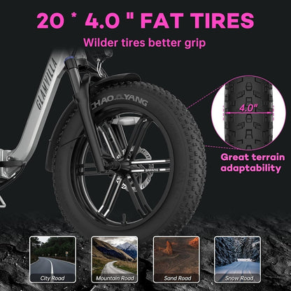 Gazelle Foldable Electric Bike for Adults,20"*4.0 Fat Tire Ebike with 750W Bafang Motor & 48V 15AH Samsung Removable Battery,Range 45 Miles Step-Thru