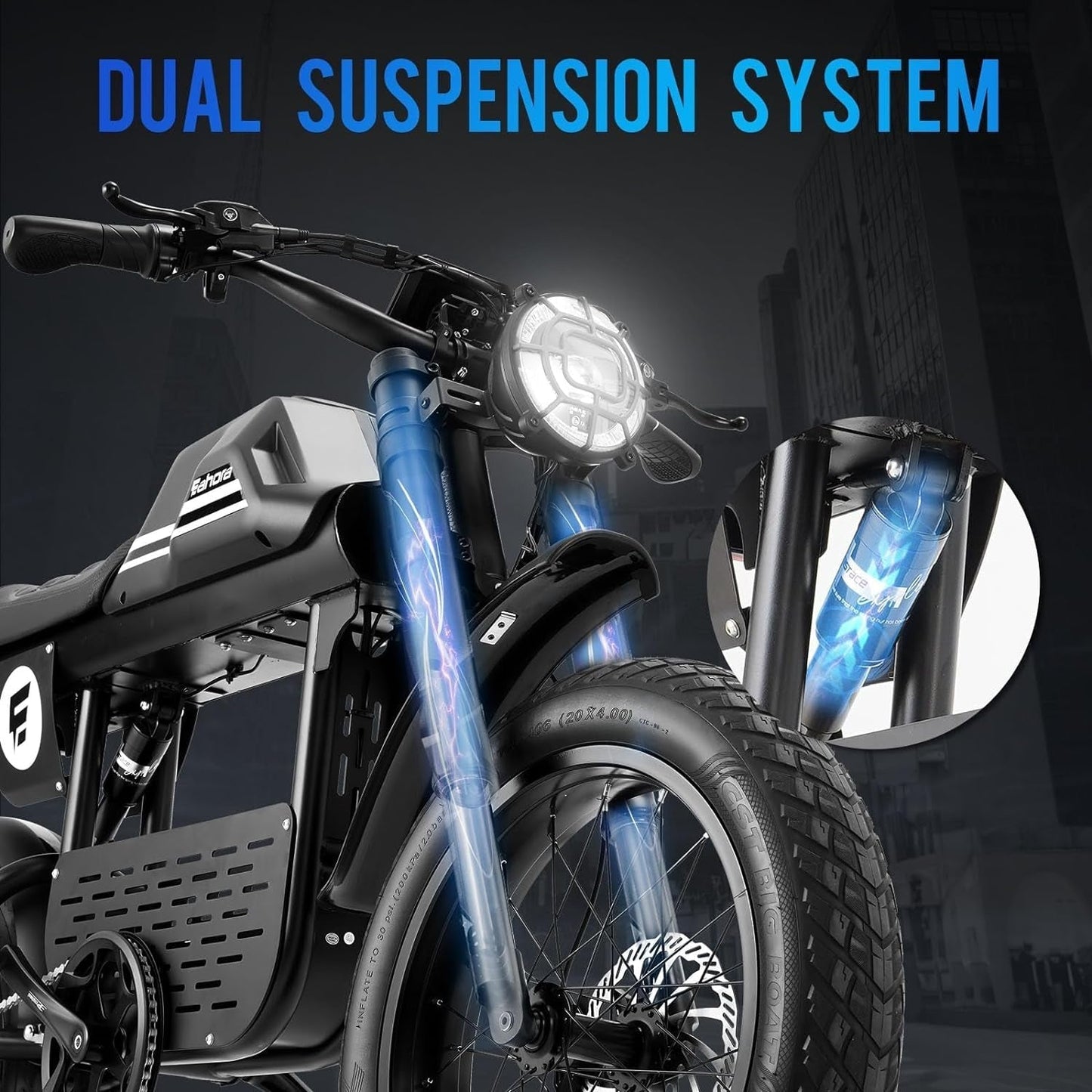 Electric Bike for Adults 1000W 30MPH, 48V 20Ah Removable Battery,20" Fat Tire Electric Dirt Bike,80 Miles Long Range Ebike,Full Suspension Hydraulic