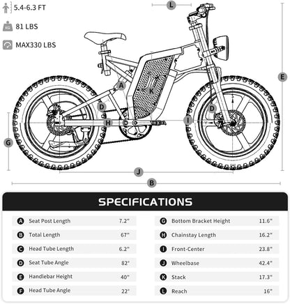 X20 Electric Bike for Adults 2000W Brushless Motor 48V 35AH Removable Battery 7 Speed Gear up to 30MPH Mountain Moped Electric Bicycle 20" 4.0 Fat