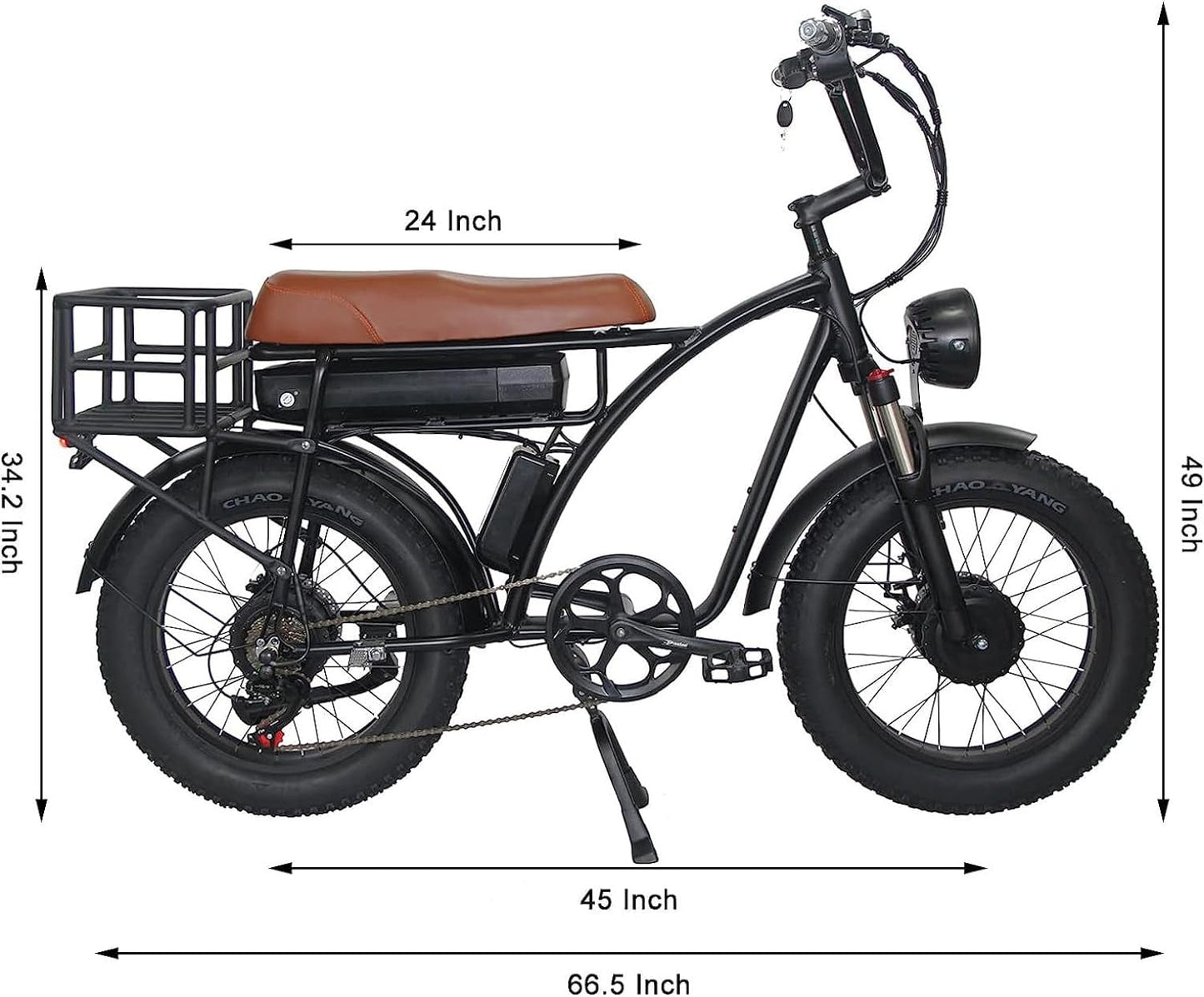 2000W Dual Motor Electric Bike for 2 Adults, 30 MPH Fat Tire AWD Ebike, 48V 18AH Mountain E Bikes, Two People E-Bike for Hunting, Adult Electric