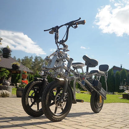 Official S6 Electric Tricycle Bike Ultra Safety Compact Folding 3 Wheel Fold-In-1S Reverse 3-Wheel E-Bike 48V 500W 15.6AH 14'' Hydraulic Brake Shock