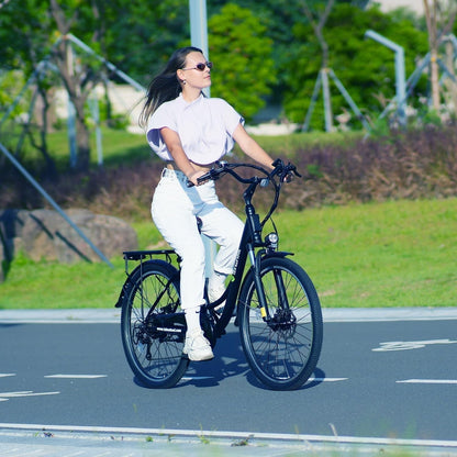 Electric Bike U2, 26" Electric Cruiser Bike 500W Ebike, 20MPH & 55 Miles Electric Bicycle for Adults, Professional 7 Speed and Dual Shock Absorber
