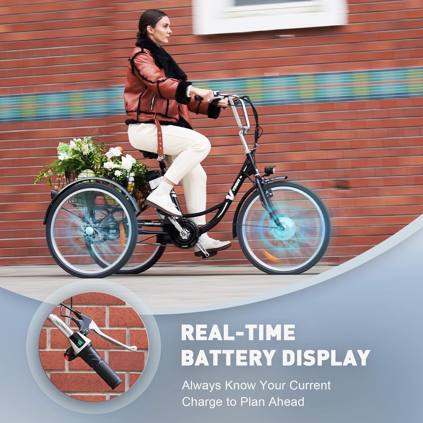 Electric Trike, Electric Tricycle for Adults with UL Tested 36V 10Ah Battery, 250W E Trike with Basket, 3 Wheel Electric Bicycle for Men Women Senior,