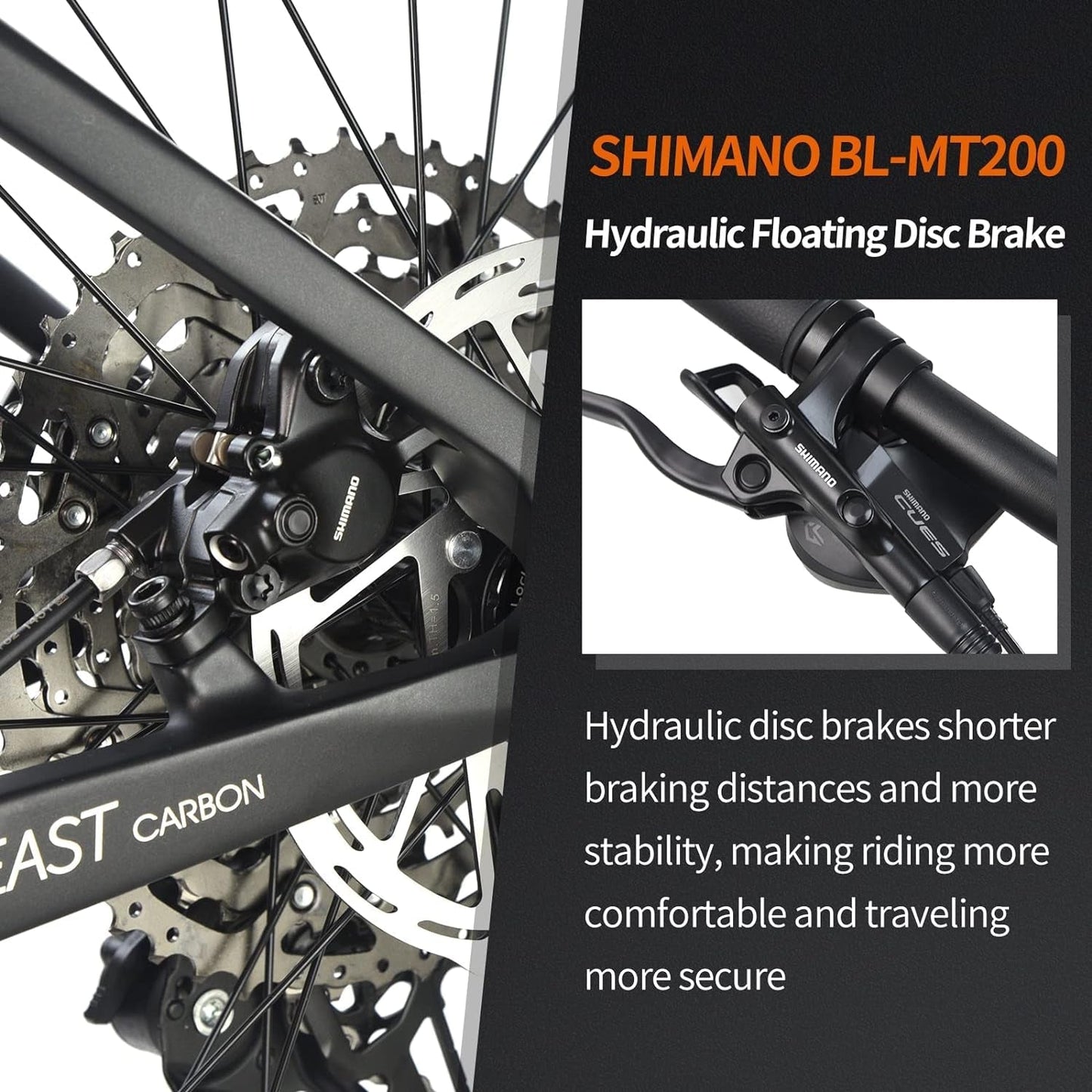 Carbon Fiber Mountain Bike, Dual Disc Brake Axle Thru Adventure Mountain Bike with Shimano CUES U6000 11 Speed Shift Groupset, 27.5/29 Inch MTB