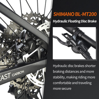 Carbon Fiber Mountain Bike, Dual Disc Brake Axle Thru Adventure Mountain Bike with Shimano CUES U6000 11 Speed Shift Groupset, 27.5/29 Inch MTB