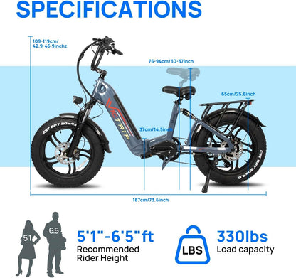 750W Electric Bike for Adults 20Ah LG Cell Battery Full Suspension 30Mph 20" X4.0 Fat Tire Ebike Cruise Control 7-Speed Commuter Bicycle