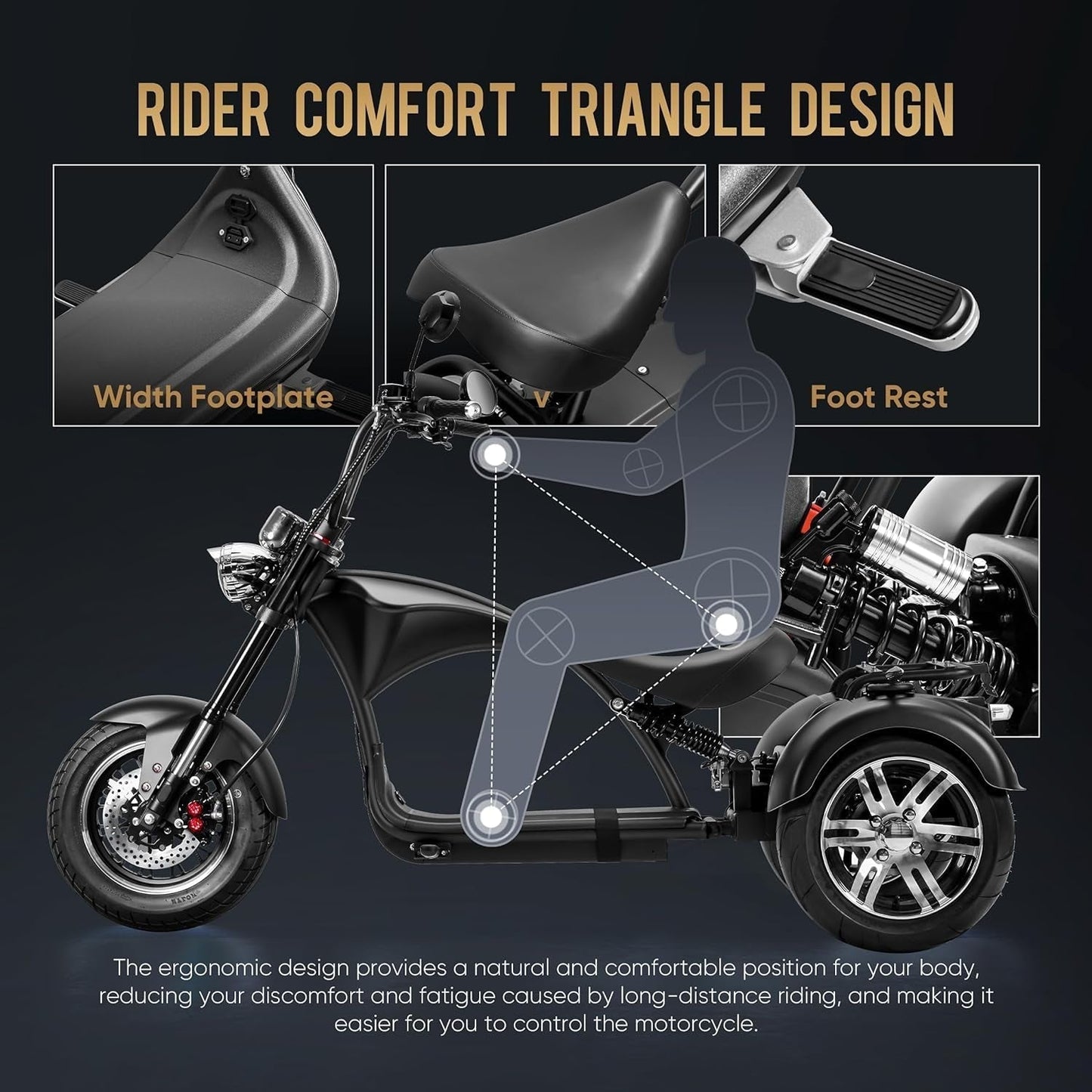 M1P Electric Trike for Adults, 2000W Brushless Motor 26MPH Electric Tricycle,60V 30AH Fast Charge Battery,F&R Disk Brake, Hydraulics Suspension,3