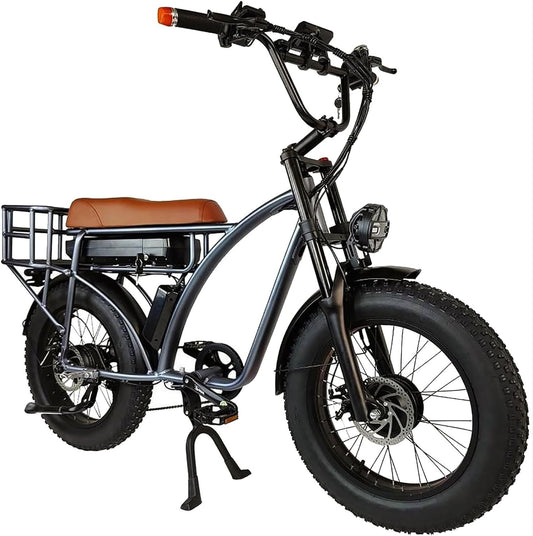 2000W Dual Motor Electric Bike for 2 Adults, 30 MPH Fat Tire AWD Ebike, 48V 18AH Mountain E Bikes, Two People E-Bike for Hunting, Adult Electric