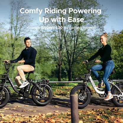 L20 750W Electric Bike for Adults Women - 20" Fat Tire Step-Thru E-Bike with 48V 13AH Battery, Shimano 7-Speed, Dual Shock Absorber - Perfect for