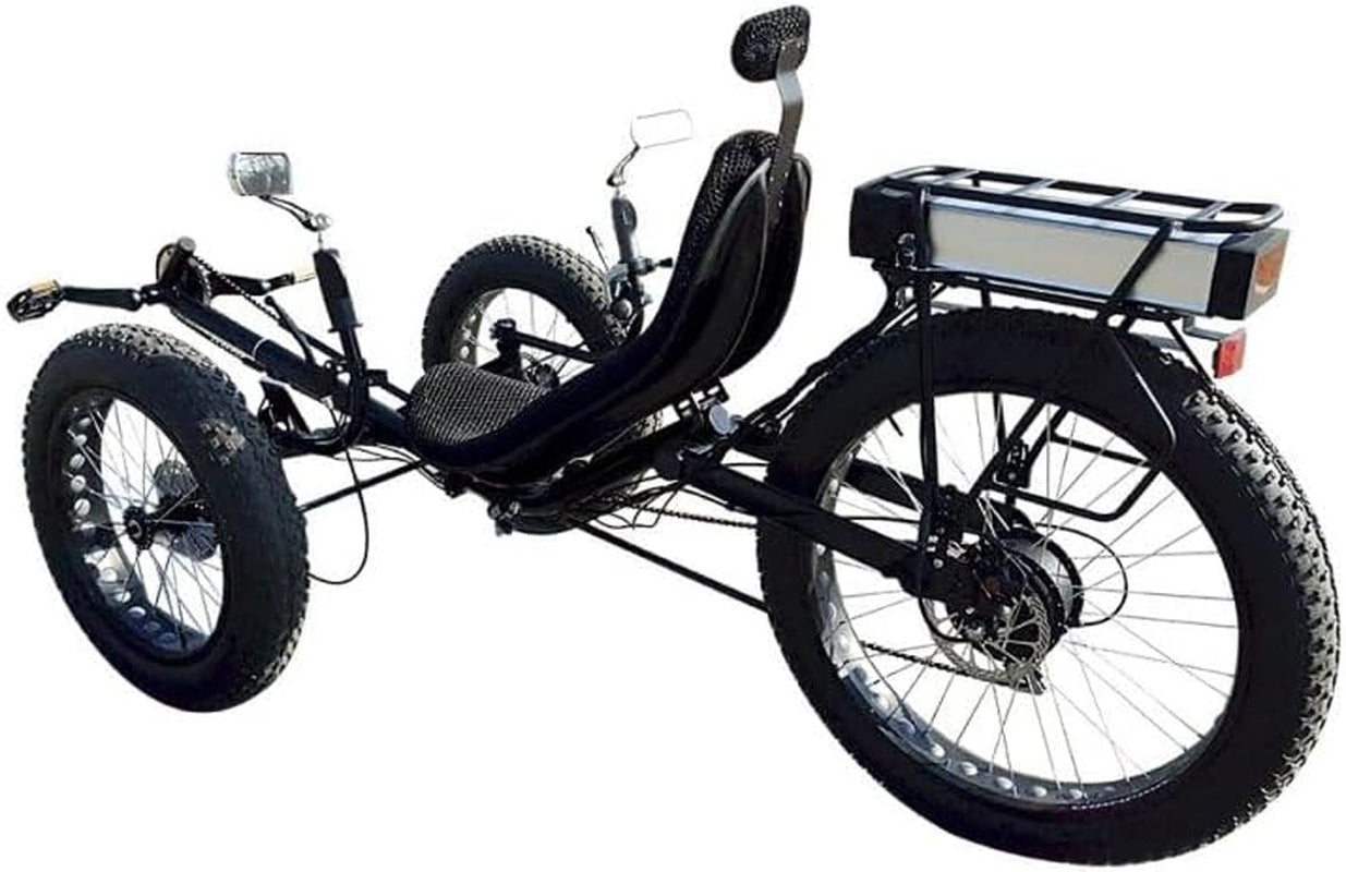 Comfortable 3-Wheel Electric Trike - Recumbent Bicycle, 7-Speed Shifter, BB5 Disc Brakes, Exercise Bikes, Cardio Training