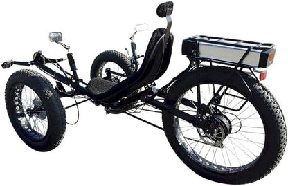 Comfortable 3-Wheel Electric Trike - Recumbent Bicycle, 7-Speed Shifter, BB5 Disc Brakes, Exercise Bikes, Cardio Training