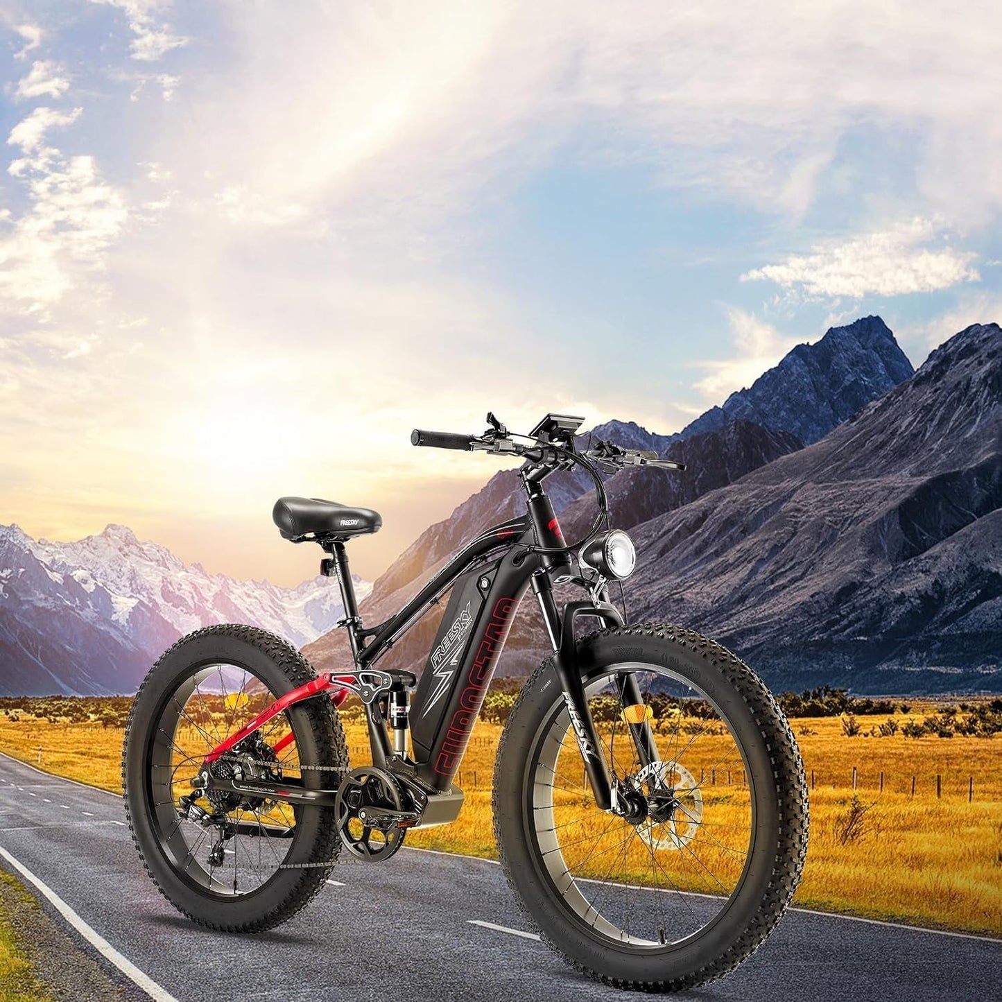 Electric Bike for Adults 1000W/Peak 1500W Ebike 48V 20AH Battery, 26" Fat Tire Full Suspension, 33MPH Shimano-7 Speed off Road Beach Mountain Electric