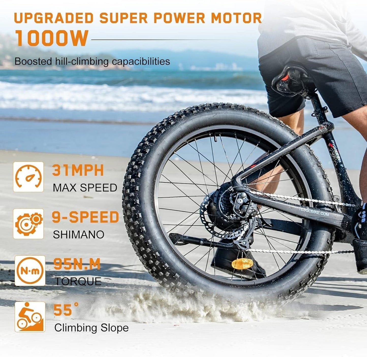 Electric Bike for Adults-20Ah Samsung Removable Battery 1000W Ebike 95NM Fat Tire Ebike 4.8“ Carbon Fiber Electric Mountain Bike with Oil Forks,The
