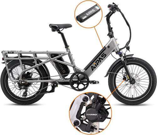 Electric Bike for Adults, 48V 28.4Ah/14.4Ah LG Dual Battery Cargo Ebike, 140 Miles Long Range, 1330W Peak Motor, Fat Tire Electric Bike, Step through