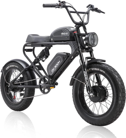 MEELOD Electric Bike Fat Tire Electric Bike Equipped with 1200W/2400W Dual Motor/Single Motor and 48V/40Ah or 48V/30Ah Dual Batteries 35Mph Electric