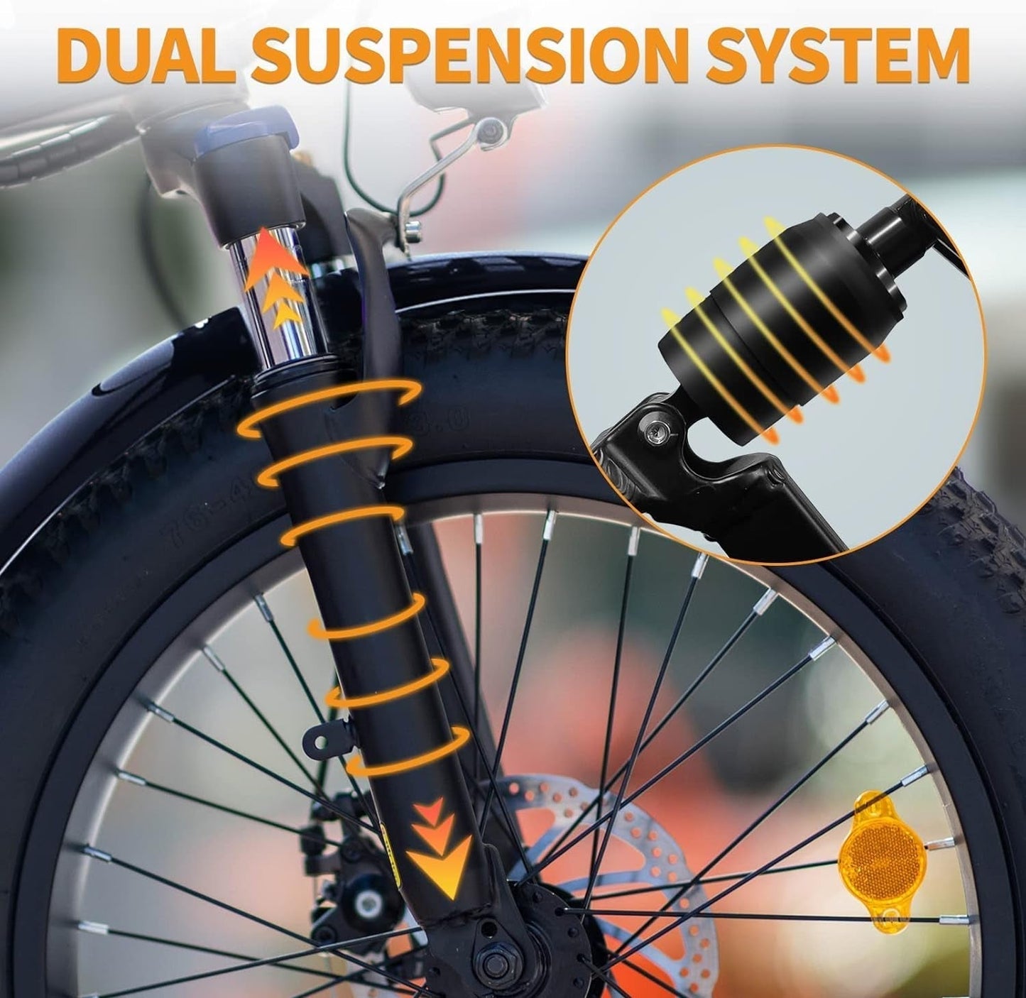 EB7 2.0 Electric Bike for Adults, 850W Peak Motor 28MPH Max Speed Folding Ebike, 48V 10AH Removable Battery, 20" Fat Tire with Dual Suapension,