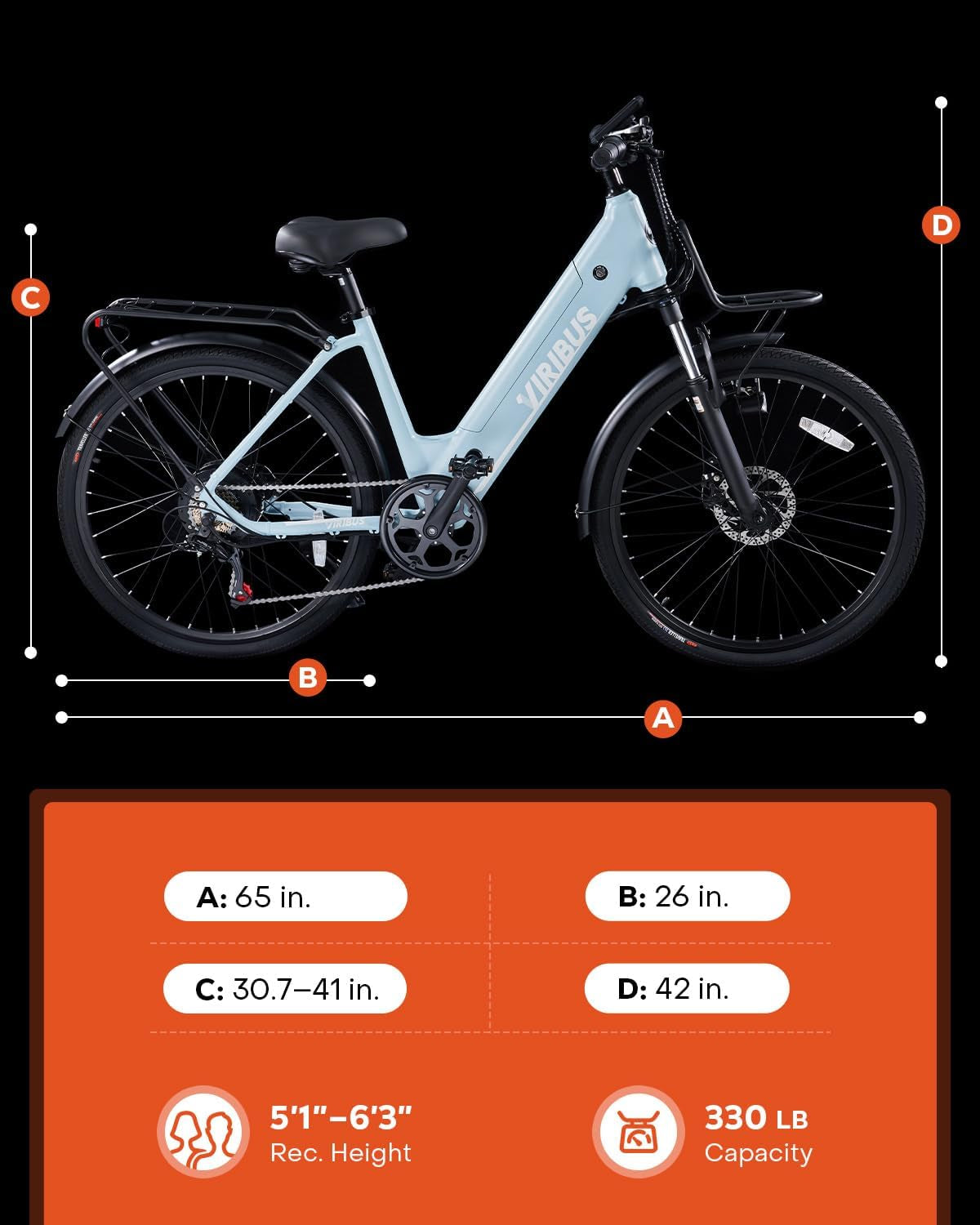 Electric Bike for Adults, 48V 15Ah 28Mph E Bike for Adults, 26" 500W Electric Cruiser Bike for Women Men, City Commuter Step through Ebike, 7 Speed