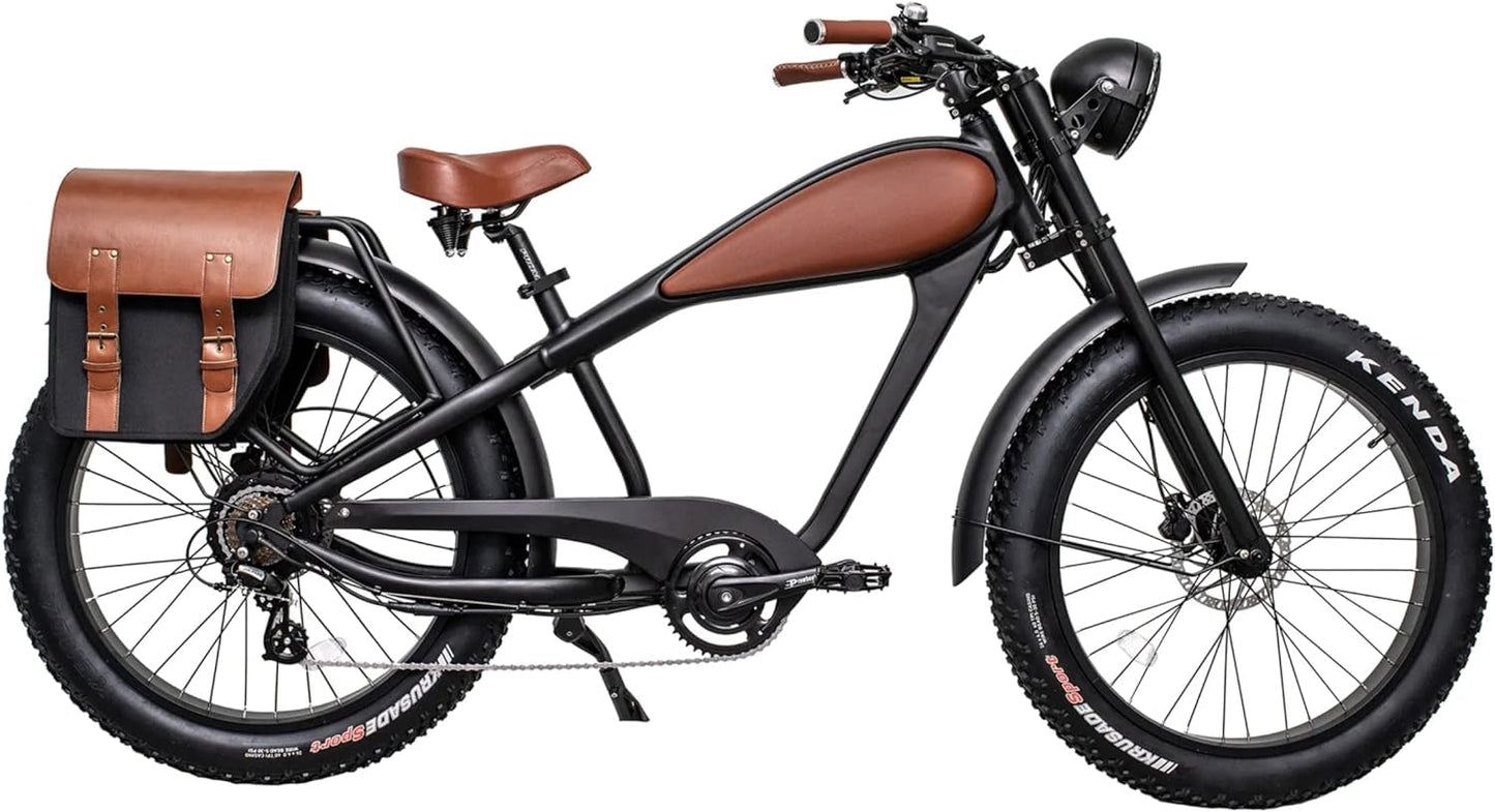 Adult Electric Bicycle 750W 26 Inch Fat Tire Cafe Racer Beach Cruiser Bike