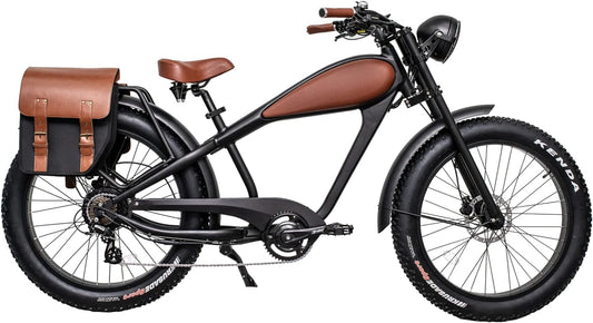 Adult Electric Bicycle 750W 26 Inch Fat Tire Cafe Racer Beach Cruiser Bike