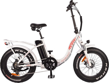 DJ Folding Bike Step Thru 750W 48V 13Ah Power Electric Bicycle, Pearl White, LED Bike Light, Suspension Fork and Shimano Gear