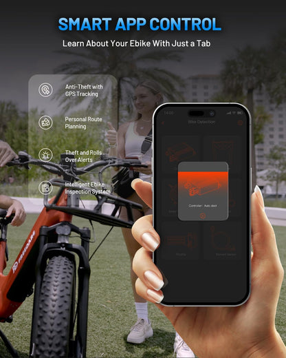 Eden Electric Bike Adults GPS Smart App Control 750W BAFANG Motor 48V 20Ah Samsung Battery Fat Tire Ebike, Electric Bicycle,90Miles Range,28Mph Max