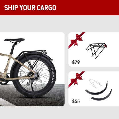 E-Scout PRO, 750W Electric Bike Adults, 80Miles Motor Ebike, 48V 20Ah Battery, 26'' Fat Tire 28MPH Men Women Bicycle for Snow Beach Mountain off Road