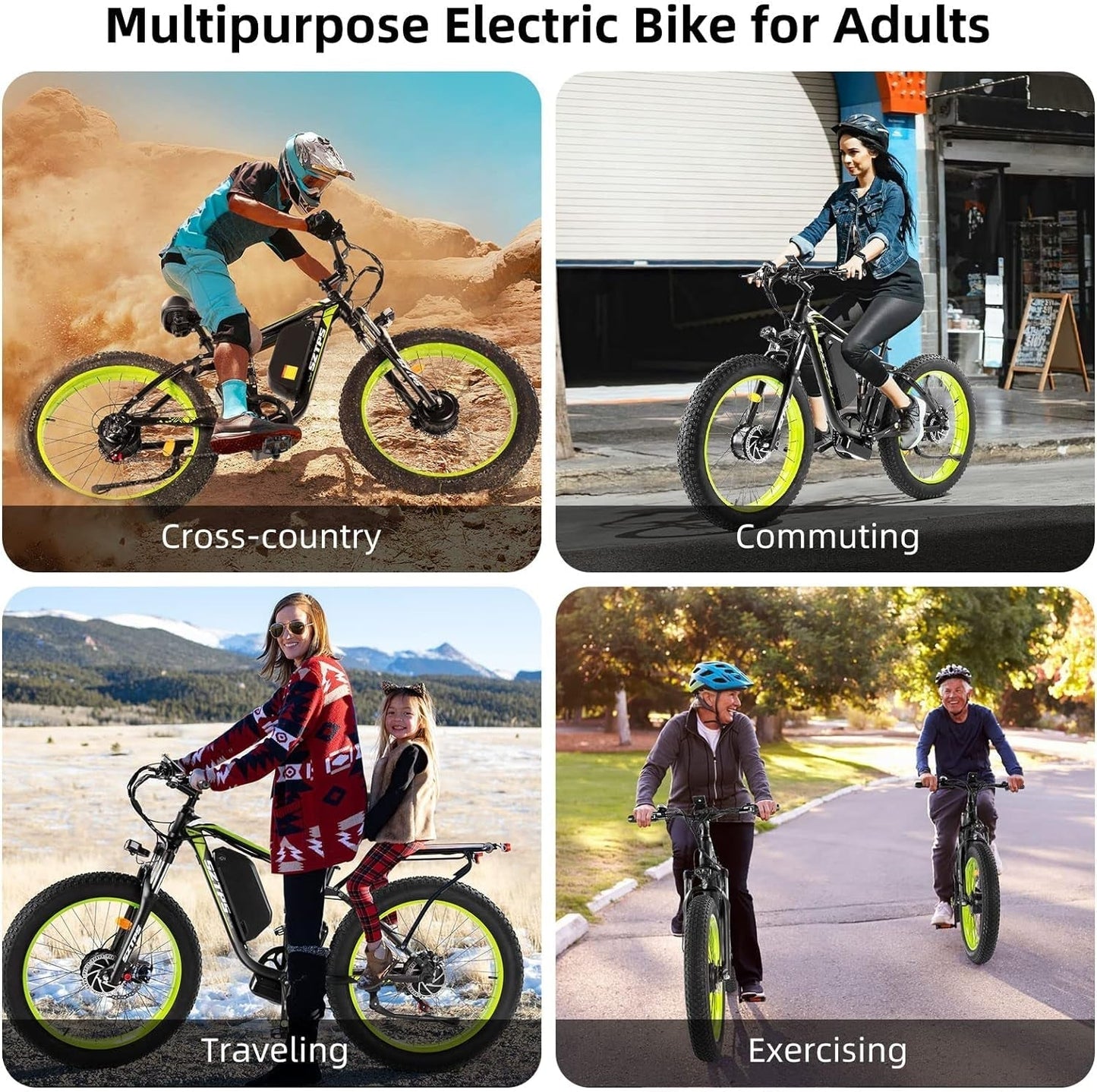 1500W Electric Bike for Adults, 26" Fat Tire Electric Mountain Bicycle, 48V 22.4Ah Removable Li-Ion Battery, Max 30.5Mph E-Bike Snow Beach,Electric